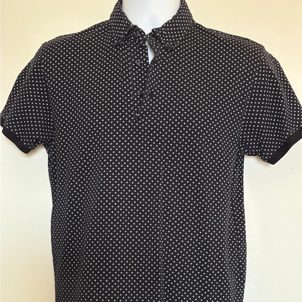 Scotch & Soda Navy and White Polka Dot Polo Medium